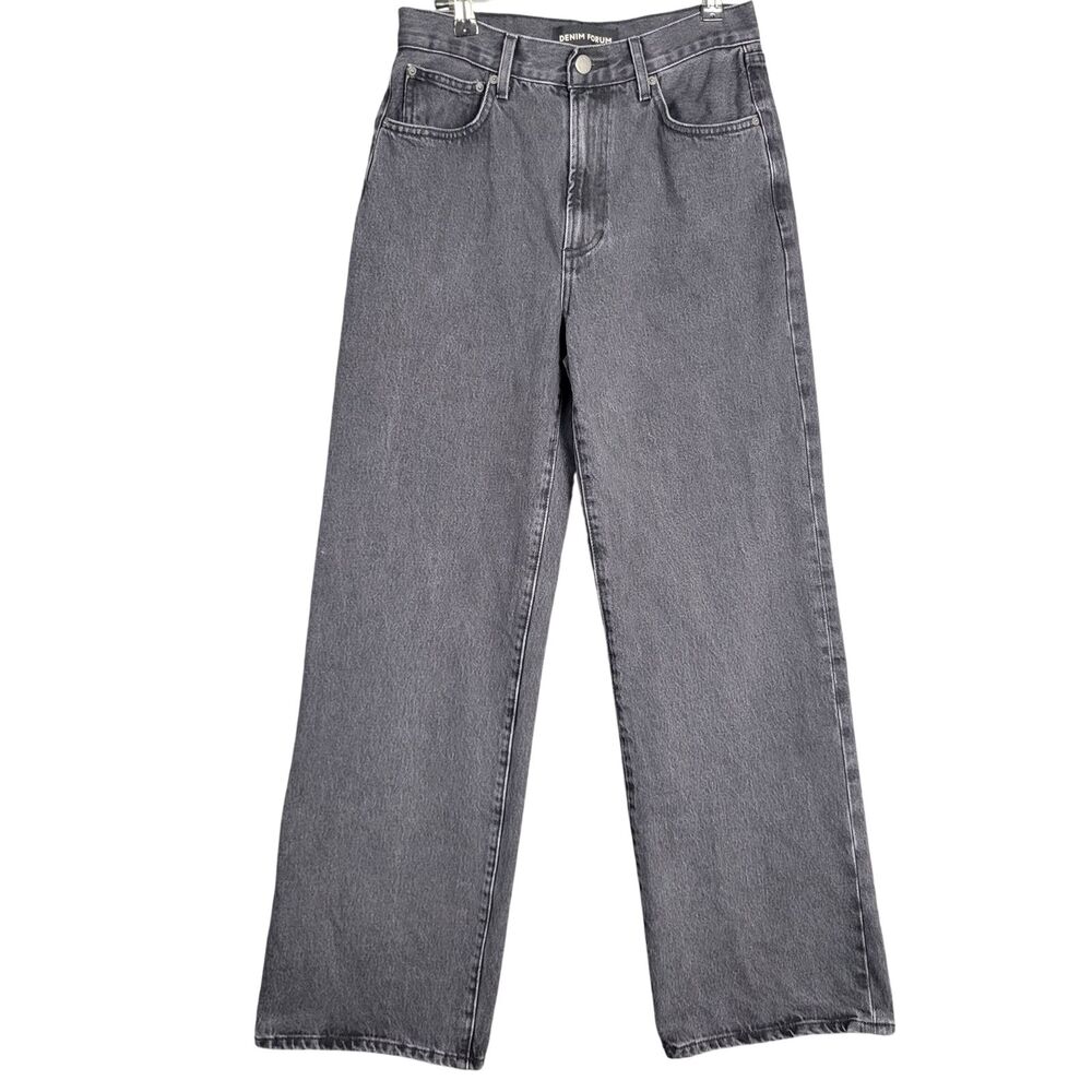 DENIM FORUM Black Farrah Hi-Rise Wide Leg 100% Cotton Denim Jeans SIZE 27